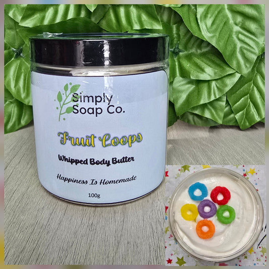 Fruit Loops Body Butter with mini soap embeds.